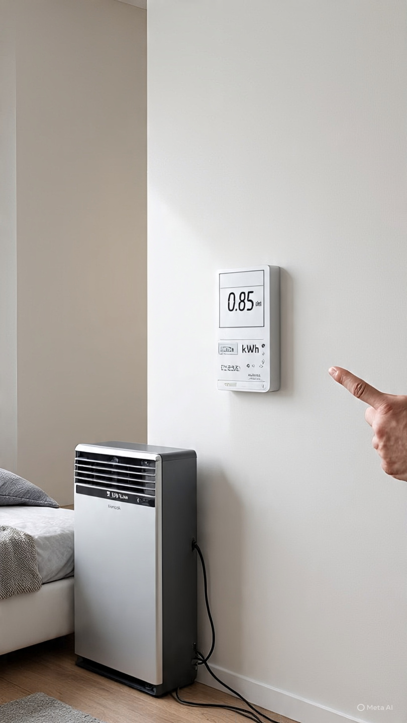 Inverter AC 1.5 Ton 1 ghante mein kitna unit bijli khata hai meter reading 0.85 kWh 26 degree par